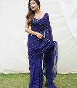 Glamorous Blue Colour Bollywood Style Partywear Saree