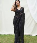 Glamorous Black Colour Bollywood Style Partywear Saree