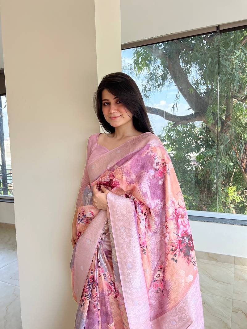 ONION PINK BEAUTIFUL  PRETTY SAREE