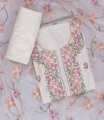 Salwar studio cotton blend dress material for women-white
