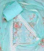 Salwar studio organza dress material for women-turquoise