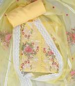 Salwar studio organza dress material for women-yellow