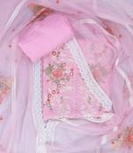 Salwar studio organza dress material for women-light pink