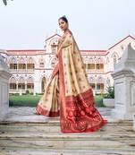 CREAM BEAUTIFUL BANARASI  PRETTY PATOLA SAREE
