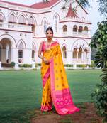 YELLOW BEAUTIFUL BANARASI  PRETTY PATOLA SAREE