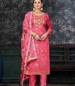 Pink Colour Modal Printed Ethnic Hand Embroidered Festive Salwaar Kameez