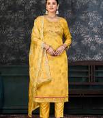 Yellow Colour Modal Printed Ethnic Hand Embroidered Festive Salwaar Kameez