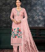 Pink Colour Modal Printed Ethnic Hand Embroidered Festive Salwaar Kameez