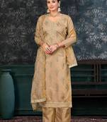 Light Brown Colour Ethnic Festive Wear Salwaar Kameez For Girlish Looks