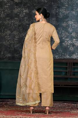 Light Brown Colour Ethnic Festive Wear Salwaar Kameez For Girlish Looks 2