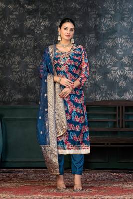 Blue Colour Ethnic Festive Wear Salwaar Kameez For Girlish Looks 1