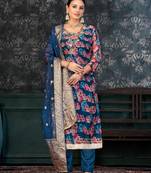Blue Colour Ethnic Festive Wear Salwaar Kameez For Girlish Looks