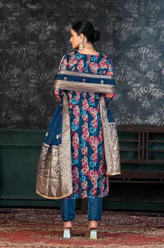 Blue Colour Ethnic Festive Wear Salwaar Kameez For Girlish Looks