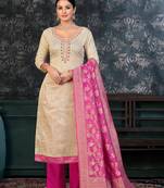 Off White Colour Ethnic Festive Wear Salwaar Kameez For Girlish Looks