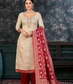 Off White Colour Ethnic Festive Wear Salwaar Kameez For Girlish Looks