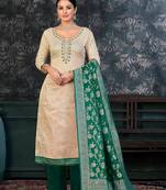 Off White Colour Ethnic Festive Wear Salwaar Kameez For Girlish Looks