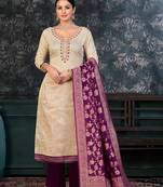 Off White Colour Ethnic Festive Wear Salwaar Kameez For Girlish Looks