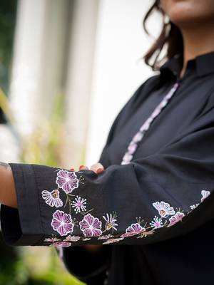 Yufta-black embroidery oversized asymmetric co ord 6