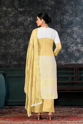 Glamorous Yellow Colour Cotton Salwaar Kameez For Festive Looks 2
