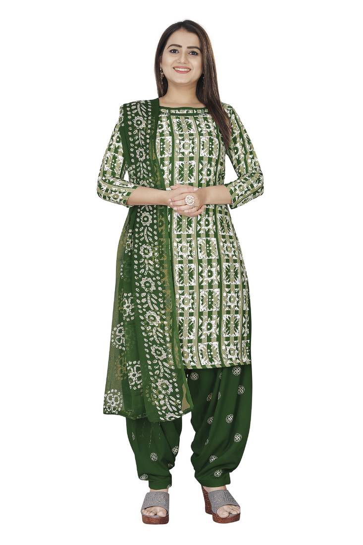 Salwar studio synthetic dress material for women-green