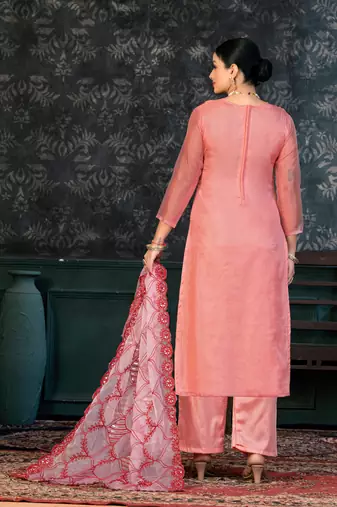 Glamorous Red Colour Santoon Salwaar Kameez For Festive Looks