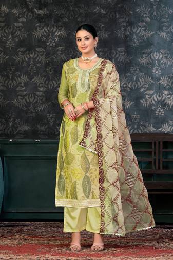 Glamorous Green Colour Santoon Salwaar Kameez For Festive Looks