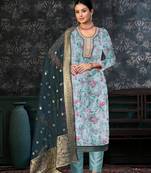 Glamorous Teal Colour Santoon Salwaar Kameez For Festive Looks