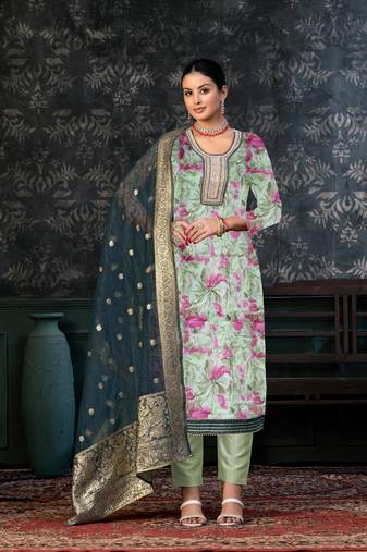 Glamorous Lime Green Colour Santoon Salwaar Kameez For Festive Looks