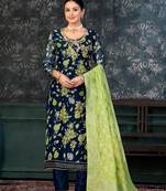 Festive Wear Blue Colour Ethnic Smart Suit For Girls