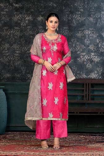 Festive Wear Pink Colour Ethnic Smart Suit For Girls