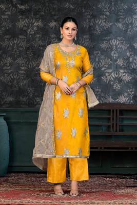 Festive Wear Yellow Colour Ethnic Smart Suit For Girls 1