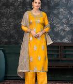 Festive Wear Yellow Colour Ethnic Smart Suit For Girls