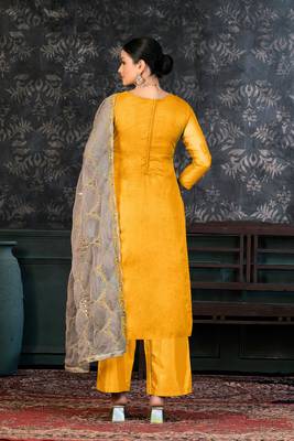 Festive Wear Yellow Colour Ethnic Smart Suit For Girls 2
