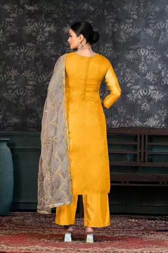 Festive Wear Yellow Colour Ethnic Smart Suit For Girls