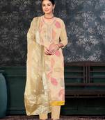 Brown Colour Organza embroidered Fancy Printed Festive Dress