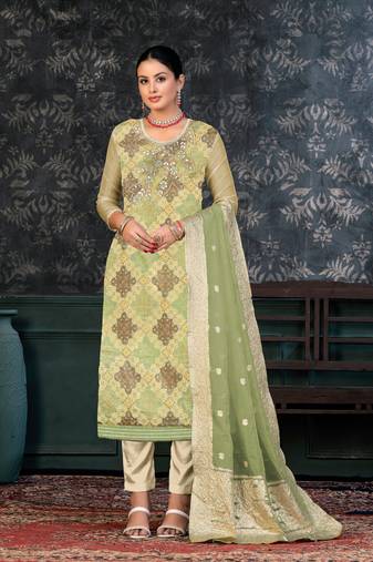 Beautiful Green Colour Ethnic Salwaar Kameez For Festive Looks