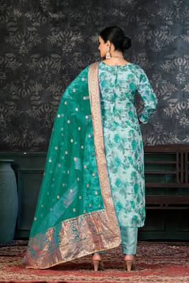 Beautiful Teal Colour Ethnic Salwaar Kameez For Festive Looks 2