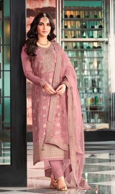 Mauve Colour Heavy Embroidered Partywear Salwar Kameez 1