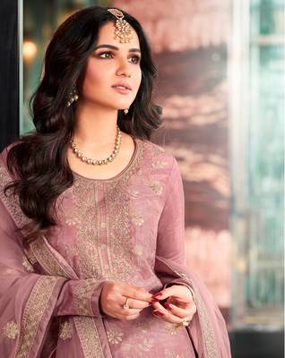 Mauve Colour Heavy Embroidered Partywear Salwar Kameez 2