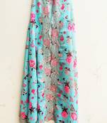 Womens Embellished Kota poly silk Sea Blue Floral Printed Dupatta With Thread Work