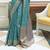 Kimisha women's sky blue silk woven saree with unstitched blouse piece