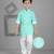 Kids farm 100% cotton linen full sleeves printed kurta & pyjama set - green