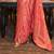 Kimisha women's coral silk woven saree with unstitched blouse piece