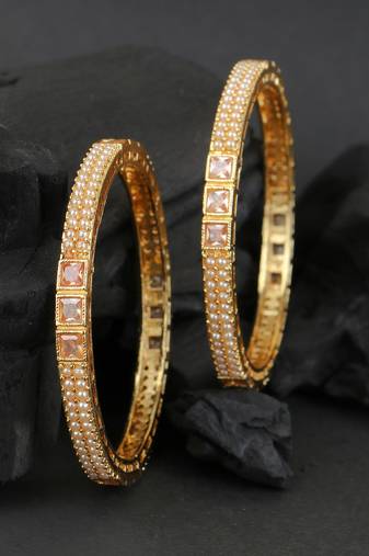 Women set of two 24ct ethnic copper gold plated royal antique bangles