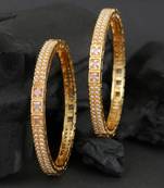 Women set of two 24ct ethnic copper gold plated royal antique bangles