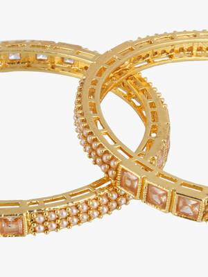 Women set of two 24ct ethnic copper gold plated royal antique bangles 4