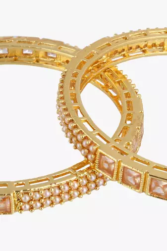 Women set of two 24ct ethnic copper gold plated royal antique bangles