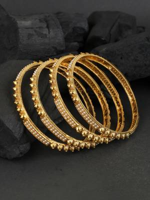 Women set of four 24ct copper gold-plated handcrafted bangle 2