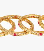 Women set of 4 24k gold-plated embellished designer bangles