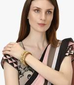 Women set of 2 gold plated green handcrafted flower bangles